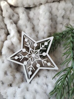 Zawieszka gwiazdka do makramy z HDF na Święta 7cm H357