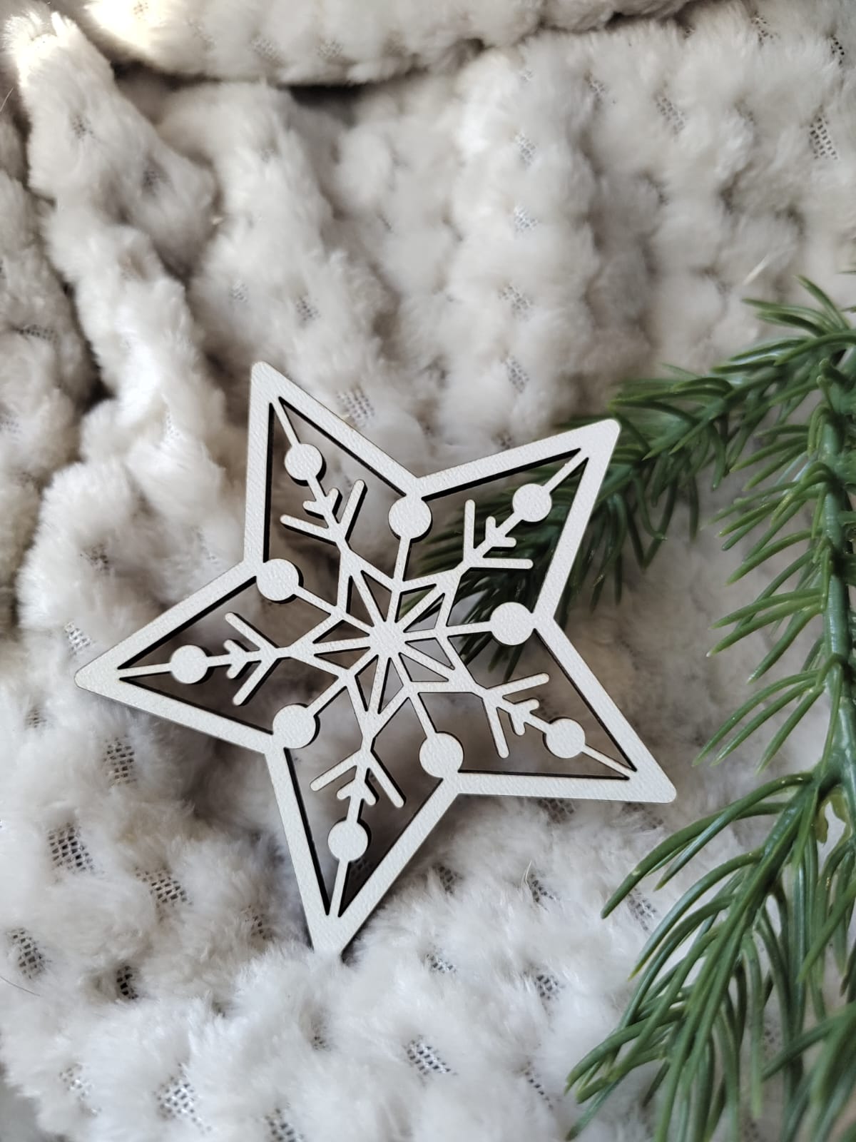 Zawieszka gwiazdka do makramy z HDF na Święta 7cm H357