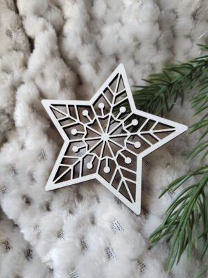 Zawieszka gwiazdka do makramy z HDF na Święta 7cm H358