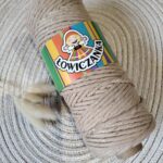 Sznurek do makramy beżowy ze złotą nitką 3mm skręcany Łowiczanka