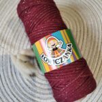 Sznurek pleciony 3mm burgundowy ze złotą nitką Łowiczanka 100m