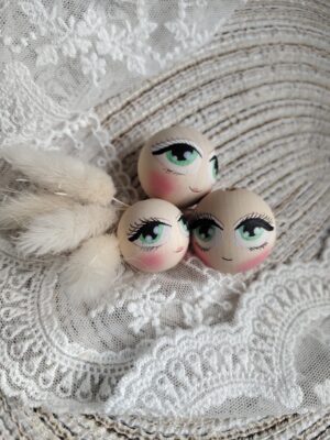 Drewniane główki do aniołka z makramy zielone B21