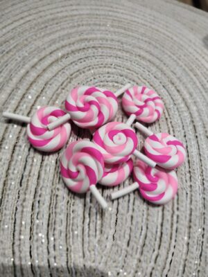 Lizak różowy dodatek do makramy 4cm