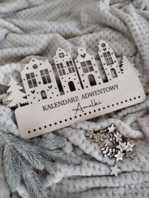 Kalendarz adwentowy ze sklejki 30cm x 18cm 35 znaków N822