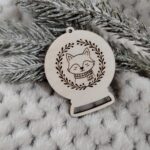 Bombka zawieszka na choinkę kula ze sklejki 6cm x 5cm N849