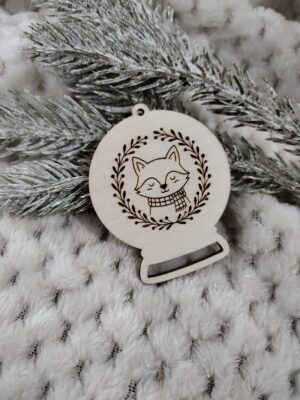 Bombka zawieszka na choinkę kula ze sklejki 6cm x 5cm N849