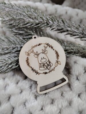 Bombka zawieszka na choinkę kula ze sklejki 6cm x 5cm N850