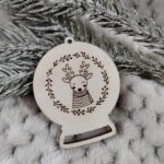 Bombka zawieszka na choinkę kula ze sklejki 6cm x 5cm N851