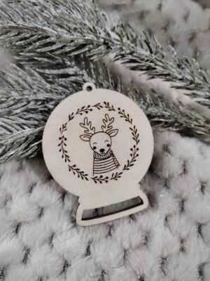 Bombka zawieszka na choinkę kula ze sklejki 6cm x 5cm N851