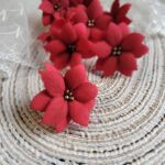 Kwiat gwiazda betlejemska z foamiranu czerwona 3cm K152