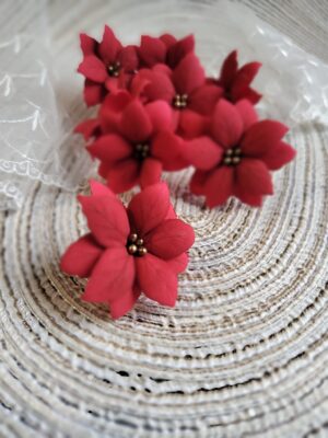 Kwiat gwiazda betlejemska z foamiranu czerwona 3cm K152