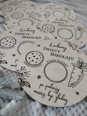 Taca/ Talerz dla Mikołaja ze sklejki 23cm