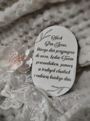 Tabliczka na I Komunię Świętą z HDF 10cm x 6cm H389