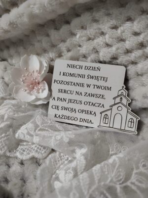 Tabliczka na I Komunię Świętą z HDF 8,5cm x 6cm H390