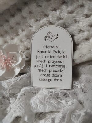 Tabliczka na I Komunię Świętą z HDF 7,5cm x 5cm H392