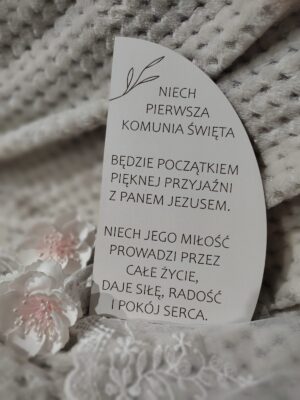 Tabliczka na I Komunię Świętą z HDF 16cm x 9,5cm H394