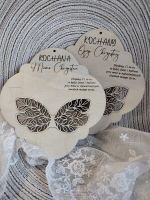 Podziękowania na I Komunię Świętą z własnym napisem ze sklejki 15cm x 14cm 35 znaków PK11