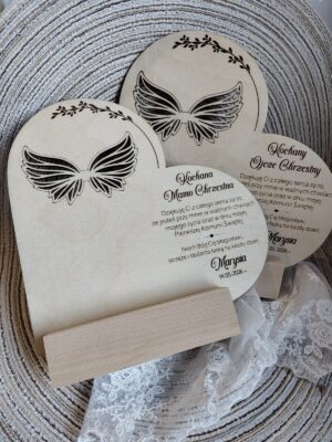 Podziękowania na I Komunię Świętą ze sklejki 18cm x 18cm 35 znaków PK14