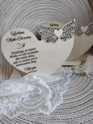 Podziękowania na I Komunię Świętą ze sklejki 16cm x 12cm 35 znaków PK15