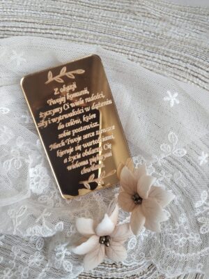 Tabliczka złota na Komunię Świętą 8cm x 5cm PL13