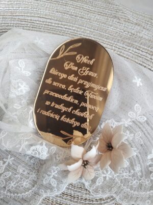 Tabliczka złota na I Komunię Świętą 10cm x 6cm PL14