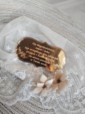 Tabliczka złota na I Komunię Świętą 10cm x 5cm PL15