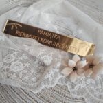 Tabliczka złota na I Komunię Świętą 15cm x 2,4cm PL16