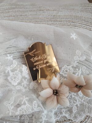 Tabliczka złota na I Komunię Świętą 5,5cm x 4cm PL17