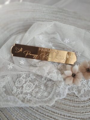 Tabliczka złota na I Komunię Świętą 12,5cm x 2,4cm PL18