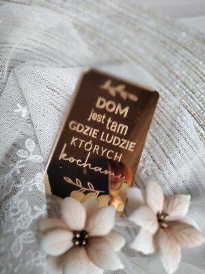 Tabliczka do aniołka z makramy złota 8cm x 5cm PL27