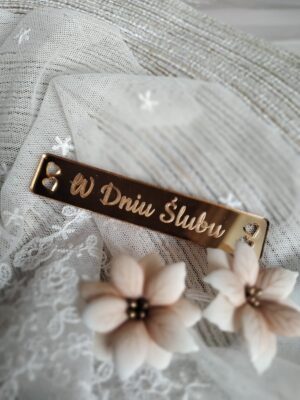 Tabliczka złota na ślub 10cm x 2cm PL28