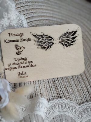 Podziękowanie dla gości Komunia z magnesem  N137  35 znaków