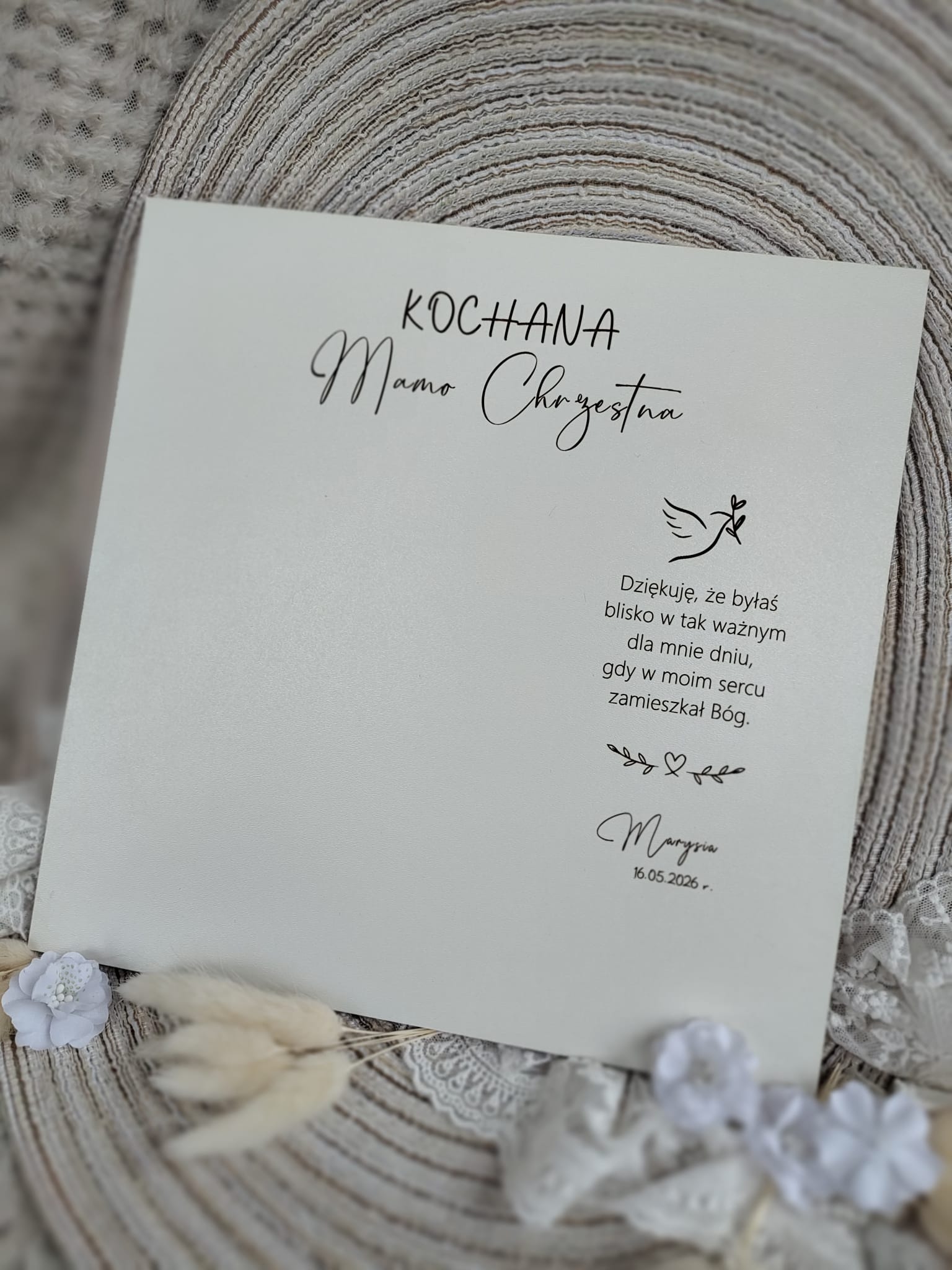 Tło do ramki z makramy Komunia Święta z HDF 25cm x 25cm 35 znaków HT1 - obrazek 3