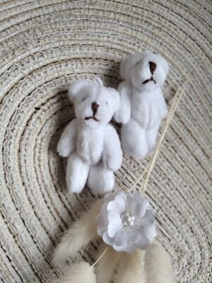 Pluszowy miś biały dodatek do makramy 5 cm