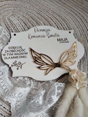 Podziękowanie na I Komunię Świętą z HDF 13cm x 9cm 35 znaków H435