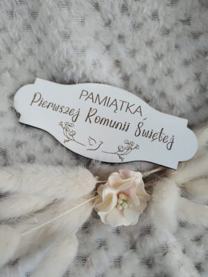 Tabliczka na I Komunię Świętą z HDF 12cm x 4,5cm H448