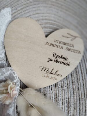 Podziękowanie z magnesem ze sklejki 9cm x 7,5cm 35 znaków PK16