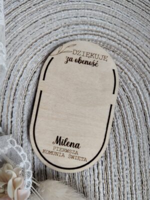 Podziękowanie z magnesem ze sklejki 10cm x 6cm 35 znaków PK17