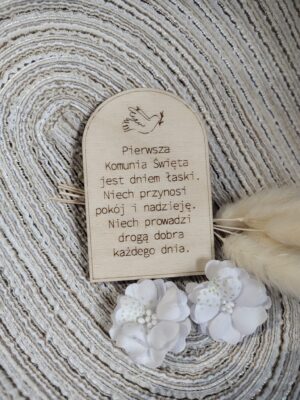 Tabliczka na I Komunię Świętą ze sklejki 7,5cm x 5cm N925