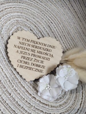 Tabliczka na I Komunię Świętą ze sklejki 7,5cm x 6,5cm N926