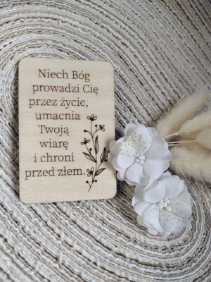 Tabliczka na I Komunię Świętą ze sklejki 7cm x 4,5cm N927