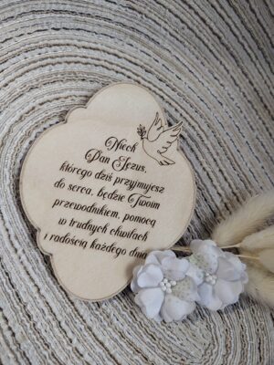 Tabliczka na I Komunię Świętą ze sklejki 10cm x 8cm N928