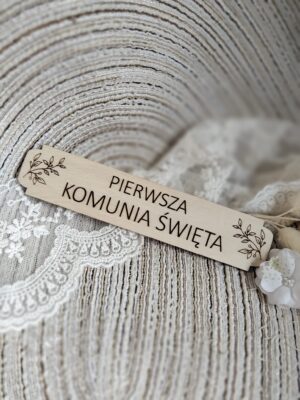 Tabliczka na I Komunię Świętą ze sklejki 14cm x 3cm N935