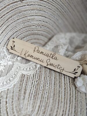 Tabliczka na I Komunię Świętą ze sklejki 14cm x 3cm N937