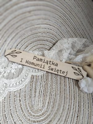 Tabliczka na I Komunię Świętą ze sklejki 17cm x 2,5cm N938