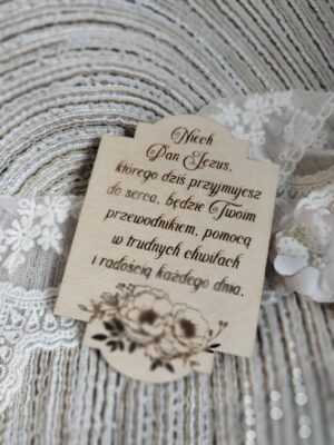 Tabliczka na I Komunię Świętą ze sklejki 9cm x 6,5cm N939