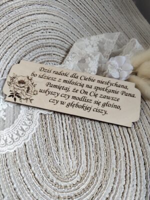 Tabliczka na I Komunię Świętą ze sklejki 14cm x 5cm N941