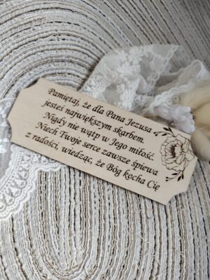 Tabliczka na I Komunię Świętą ze sklejki 13cm x 5cm N942