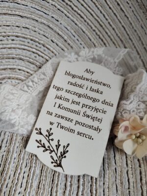 Tabliczka na I Komunię Świętą z HDF 8cm x 5cm H453