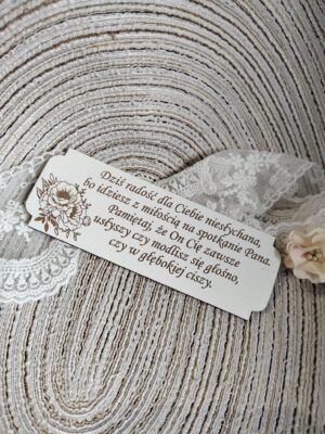 Tabliczka na I Komunię Świętą z HDF 14cm x 5cm H454